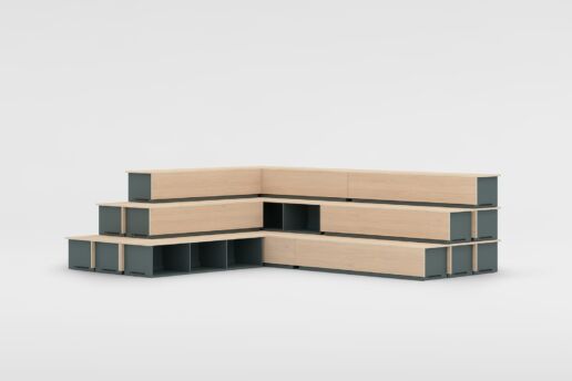 Arenamodul-Kombination Furnier Eiche / Fenix NTM dunkelgrün