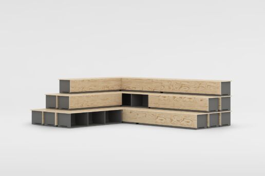 Arenamodul-Kombination Furnier Seekiefer / Kunstharz anthrazit