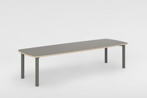 Untergestell anthrazit, Tischplatte Linoleum grau