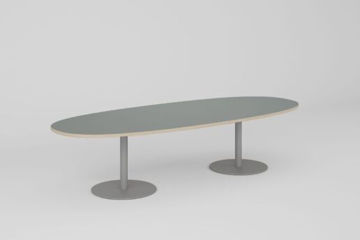 Untergestell graualuminium, Tischplatte Linoleum grau