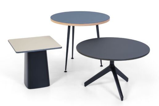 Tischplatten in unterschiedlichen Formen und Materialien