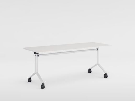 Untergestell weissaluminium, Tischplatte Kunstharz kieselgrau