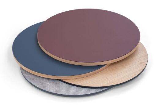 Runde Tischplatten in unterschiedlichen Materialien